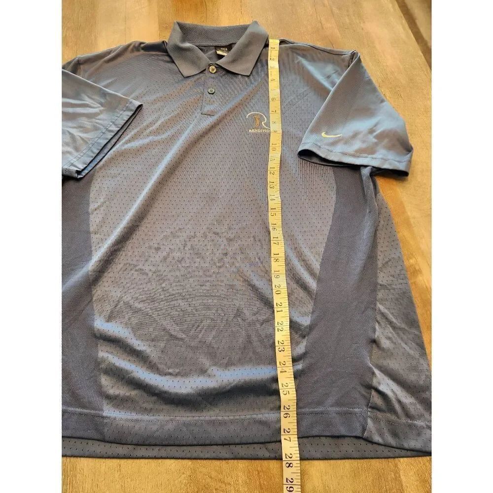 Nike Mens Large Polo shirt Rendentions Golf Logo blue breathable performance - Picture 5 of 9